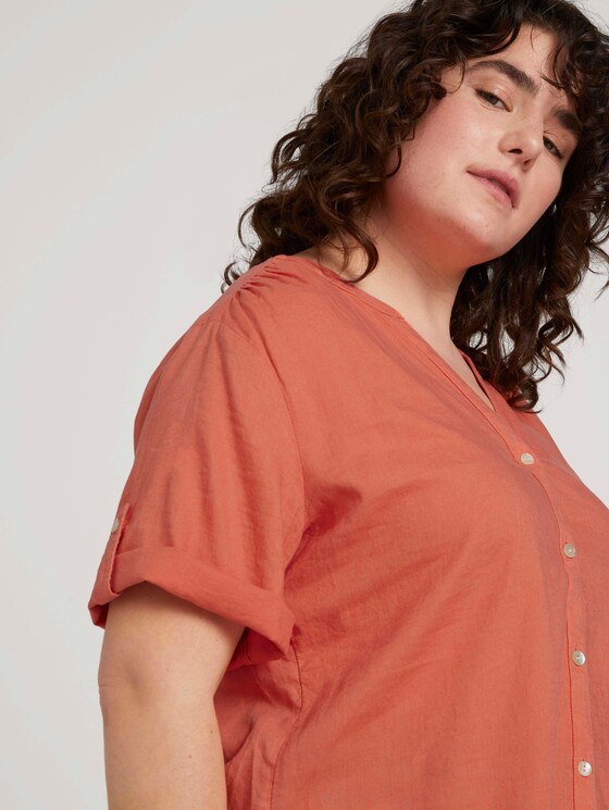 Henleybluse mit Leinen - Frauen - sundown coral Henleybluse mit Leinen - Frauen - sundown coral - 9 - My True Me