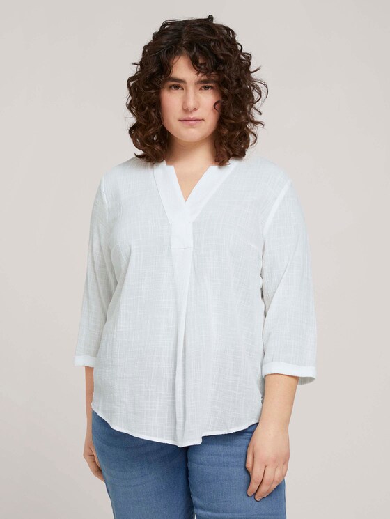 Curvy - Tunika Bluse mit Bio-Baumwolle - Frauen - Whisper White Curvy - Tunika Bluse mit Bio-Baumwolle - Frauen - Whisper White - 1 - My True Me