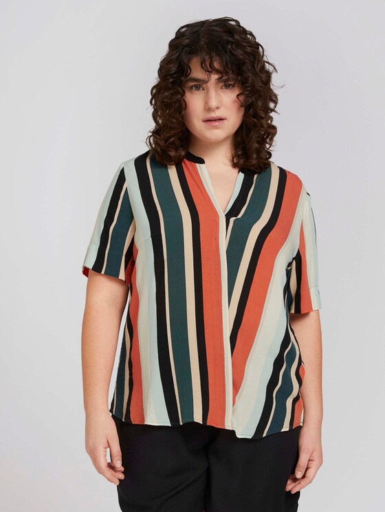Curvy - Gestreifte Bluse mit schräger Leiste - Frauen - multicolor sahara stripe Curvy - Gestreifte Bluse mit schräger Leiste - Frauen - multicolor sahara stripe - 1 - My True Me