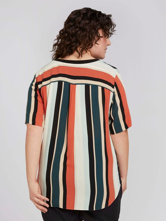 Curvy - Gestreifte Bluse mit schräger Leiste - Frauen - multicolor sahara stripe Curvy - Gestreifte Bluse mit schräger Leiste - Frauen - multicolor sahara stripe - 2 - My True Me