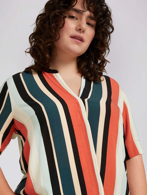 Curvy - Gestreifte Bluse mit schräger Leiste - Frauen - multicolor sahara stripe Curvy - Gestreifte Bluse mit schräger Leiste - Frauen - multicolor sahara stripe - 9 - My True Me