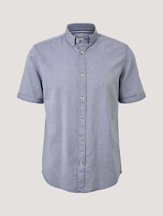 strukturiertes Kurzarmhemd - Männer - navy white structure strukturiertes Kurzarmhemd - Männer - navy white structure - 7 - TOM TAILOR