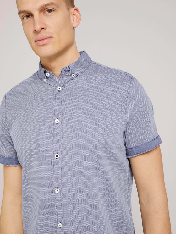 strukturiertes Kurzarmhemd - Männer - navy white structure strukturiertes Kurzarmhemd - Männer - navy white structure - 9 - TOM TAILOR