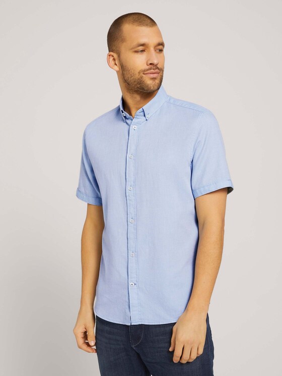 strukturiertes Kurzarmhemd - Männer - light blue white structure strukturiertes Kurzarmhemd - Männer - light blue white structure - 1 - TOM TAILOR