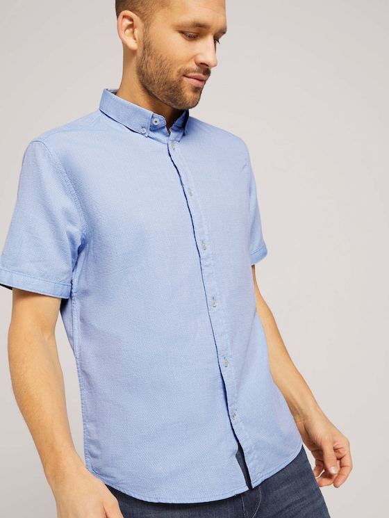 strukturiertes Kurzarmhemd - Männer - light blue white structure strukturiertes Kurzarmhemd - Männer - light blue white structure - 5 - TOM TAILOR