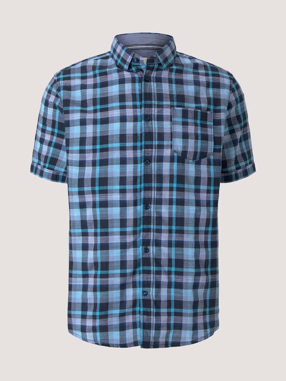 kariertes Kurzarmhemd - Männer - blue shades structure check kariertes Kurzarmhemd - Männer - blue shades structure check - 7 - TOM TAILOR