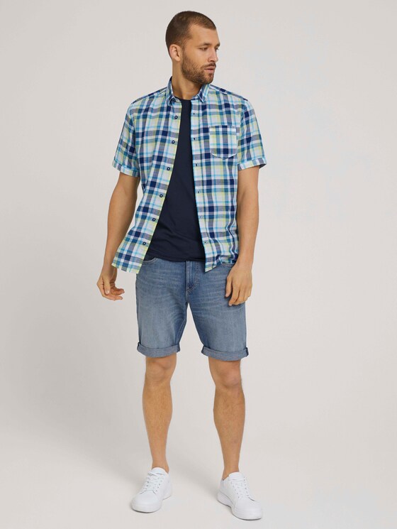 kariertes Kurzarmhemd - Männer - yellow blue structure check kariertes Kurzarmhemd - Männer - yellow blue structure check - 3 - TOM TAILOR