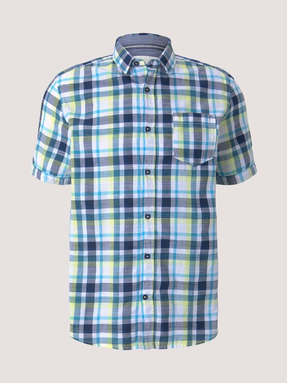 kariertes Kurzarmhemd - Männer - yellow blue structure check kariertes Kurzarmhemd - Männer - yellow blue structure check - 7 - TOM TAILOR