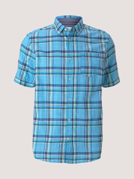 kariertes Kurzarmhemd - Männer - turquoise yellow struct check kariertes Kurzarmhemd - Männer - turquoise yellow struct check - 7 - TOM TAILOR