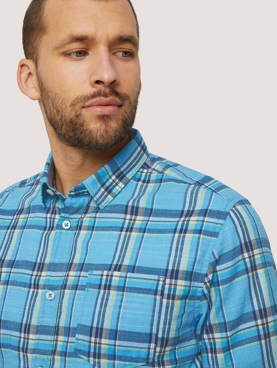 kariertes Kurzarmhemd - Männer - turquoise yellow struct check kariertes Kurzarmhemd - Männer - turquoise yellow struct check - 9 - TOM TAILOR