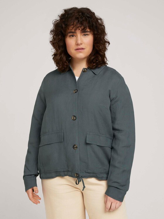 Blazer Hemdjacke mit Leinen - Frauen - washed jasper green Blazer Hemdjacke mit Leinen - Frauen - washed jasper green - 1 - My True Me