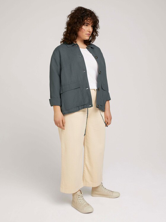 Blazer Hemdjacke mit Leinen - Frauen - washed jasper green Blazer Hemdjacke mit Leinen - Frauen - washed jasper green - 3 - My True Me