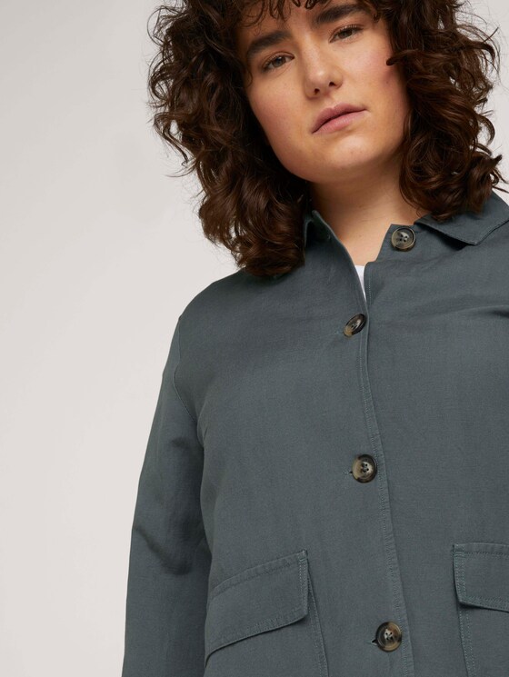 Blazer Hemdjacke mit Leinen - Frauen - washed jasper green Blazer Hemdjacke mit Leinen - Frauen - washed jasper green - 9 - My True Me