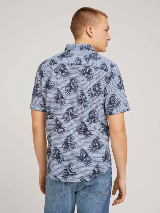gemustertes Hemd - Männer - white navy leaf stripe design gemustertes Hemd - Männer - white navy leaf stripe design - 2 - TOM TAILOR