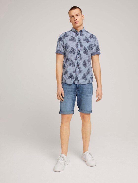 gemustertes Hemd - Männer - white navy leaf stripe design gemustertes Hemd - Männer - white navy leaf stripe design - 3 - TOM TAILOR