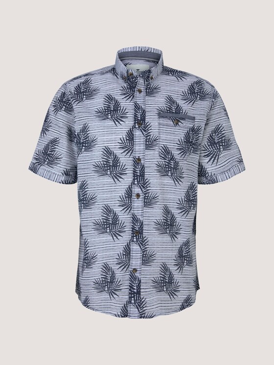 gemustertes Hemd - Männer - white navy leaf stripe design gemustertes Hemd - Männer - white navy leaf stripe design - 7 - TOM TAILOR