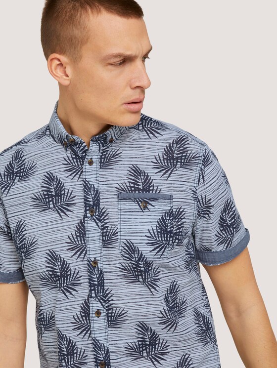gemustertes Hemd - Männer - white navy leaf stripe design gemustertes Hemd - Männer - white navy leaf stripe design - 9 - TOM TAILOR