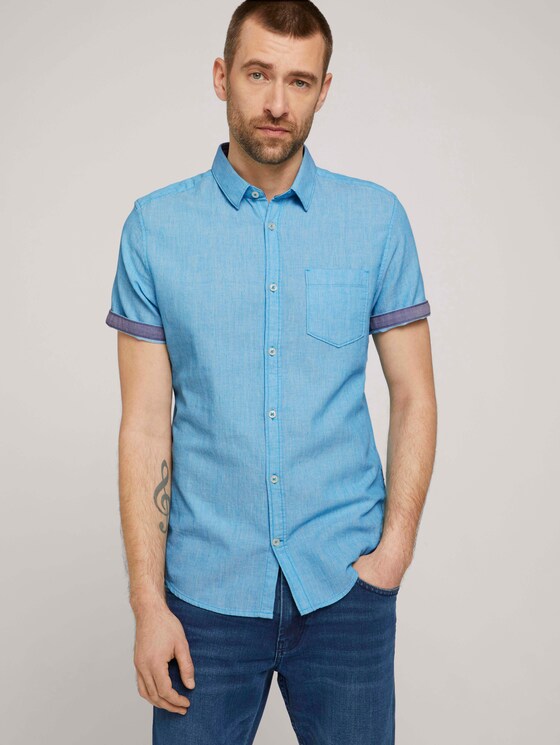 Strukturiertes Kurzarmhemd - Männer - turquoise structure Strukturiertes Kurzarmhemd - Männer - turquoise structure - 5 - TOM TAILOR