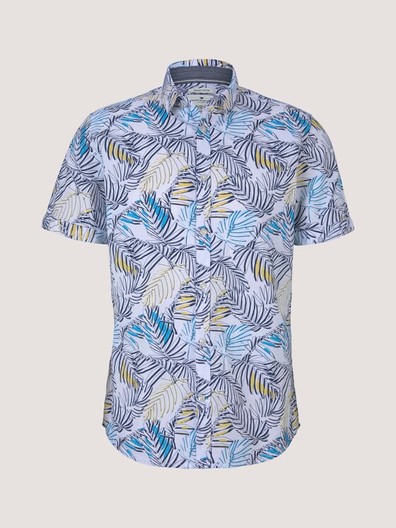 gemustertes Hemd aus Bio-Baumwolle - Männer - white colorful big leaf design gemustertes Hemd aus Bio-Baumwolle - Männer - white colorful big leaf design - 7 - TOM TAILOR