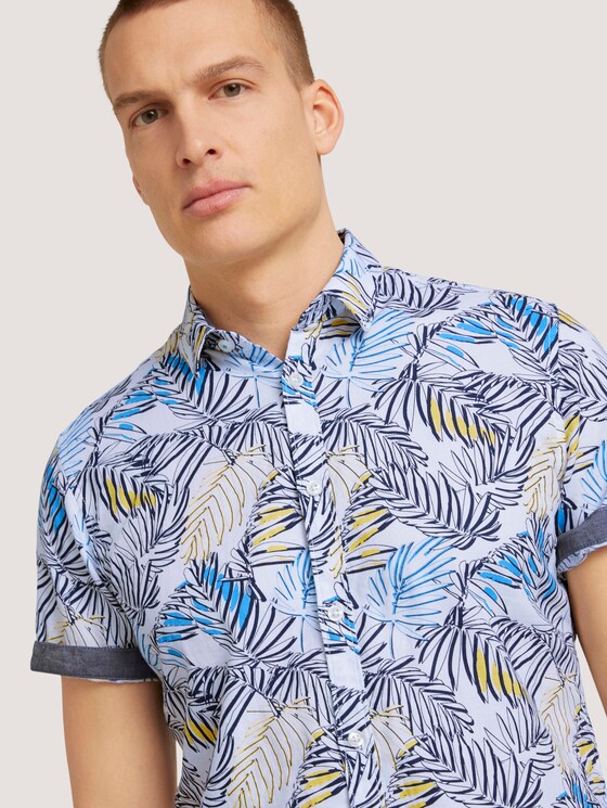 gemustertes Hemd aus Bio-Baumwolle - Männer - white colorful big leaf design gemustertes Hemd aus Bio-Baumwolle - Männer - white colorful big leaf design - 9 - TOM TAILOR