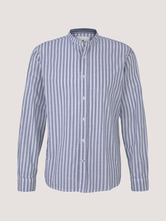Gestreiftes Stehkragen Hemd - Männer - white base navy stripe Gestreiftes Stehkragen Hemd - Männer - white base navy stripe - 7 - TOM TAILOR