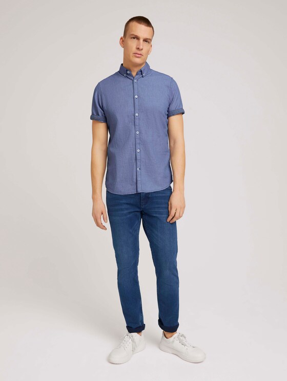 Strukturiertes Kurzarmhemd mit Bio-Baumwolle - Männer - after dark blue Strukturiertes Kurzarmhemd mit Bio-Baumwolle - Männer - after dark blue - 3 - TOM TAILOR