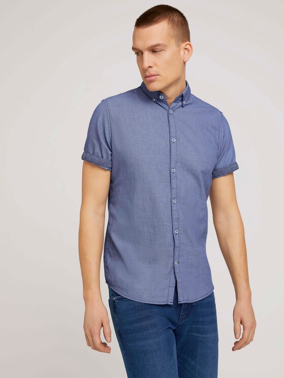 Strukturiertes Kurzarmhemd mit Bio-Baumwolle - Männer - after dark blue Strukturiertes Kurzarmhemd mit Bio-Baumwolle - Männer - after dark blue - 5 - TOM TAILOR
