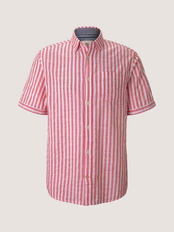 gestreept overhemd met korte mouwen - Mannen - red white big stripe gestreept overhemd met korte mouwen - Mannen - red white big stripe - 7 - TOM TAILOR
