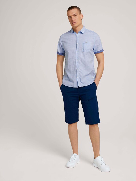 gestreept overhemd met korte mouwen - Mannen - light blue white structure gestreept overhemd met korte mouwen - Mannen - light blue white structure - 3 - TOM TAILOR