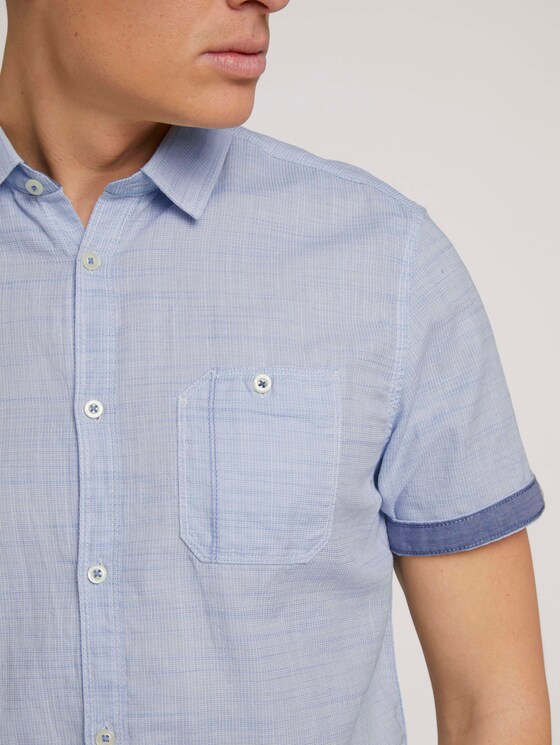 gestreept overhemd met korte mouwen - Mannen - light blue white structure gestreept overhemd met korte mouwen - Mannen - light blue white structure - 9 - TOM TAILOR