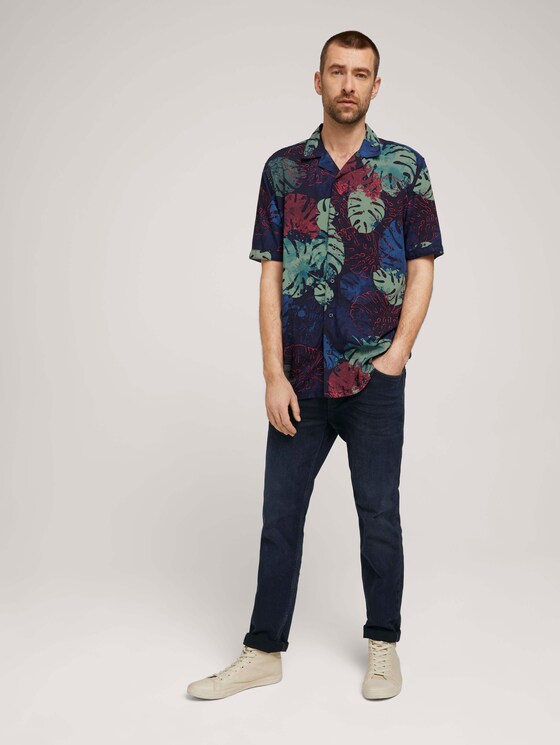 gemustertes Hemd - Männer - dark blue paint leaf design gemustertes Hemd - Männer - dark blue paint leaf design - 3 - TOM TAILOR
