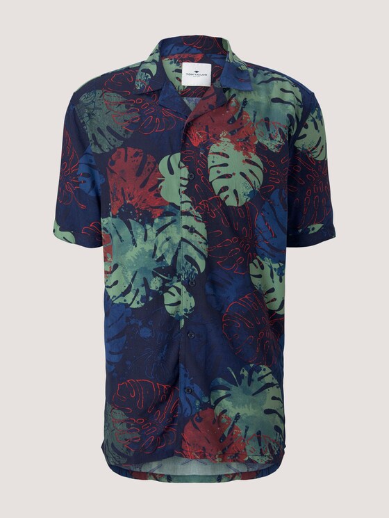 gemustertes Hemd - Männer - dark blue paint leaf design gemustertes Hemd - Männer - dark blue paint leaf design - 7 - TOM TAILOR