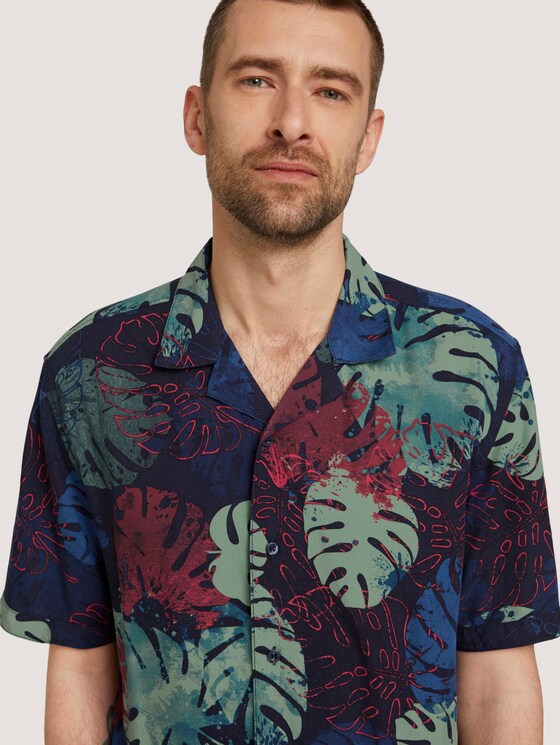 gemustertes Hemd - Männer - dark blue paint leaf design gemustertes Hemd - Männer - dark blue paint leaf design - 9 - TOM TAILOR