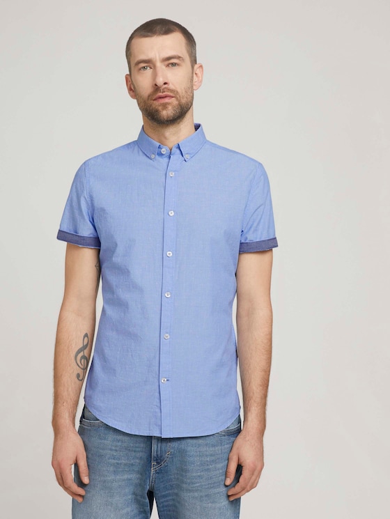 strukturiertes Kurzarmhemd - Männer - blue chambray with dobby strukturiertes Kurzarmhemd - Männer - blue chambray with dobby - 1 - TOM TAILOR