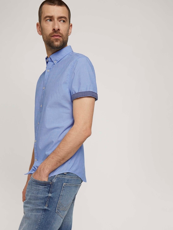 strukturiertes Kurzarmhemd - Männer - blue chambray with dobby strukturiertes Kurzarmhemd - Männer - blue chambray with dobby - 5 - TOM TAILOR