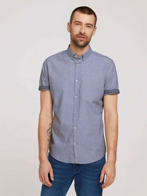 strukturiertes Kurzarmhemd - Männer - navy chambray with dobby strukturiertes Kurzarmhemd - Männer - navy chambray with dobby - 1 - TOM TAILOR