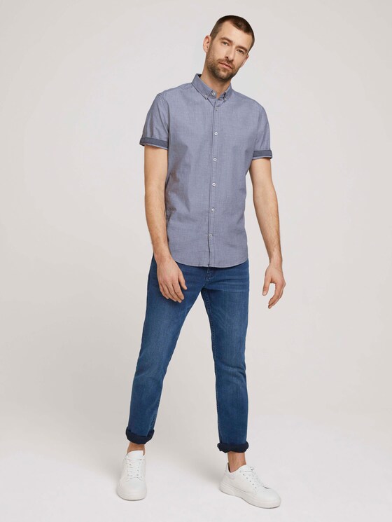 strukturiertes Kurzarmhemd - Männer - navy chambray with dobby strukturiertes Kurzarmhemd - Männer - navy chambray with dobby - 3 - TOM TAILOR
