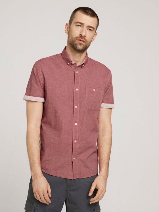 Kurzarmhemd - Männer - red white two face twill Kurzarmhemd - Männer - red white two face twill - 1 - TOM TAILOR