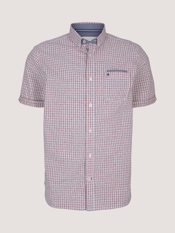 Geruit shirt met korte mouwen - Mannen - red off white check with print Geruit shirt met korte mouwen - Mannen - red off white check with print - 7 - TOM TAILOR