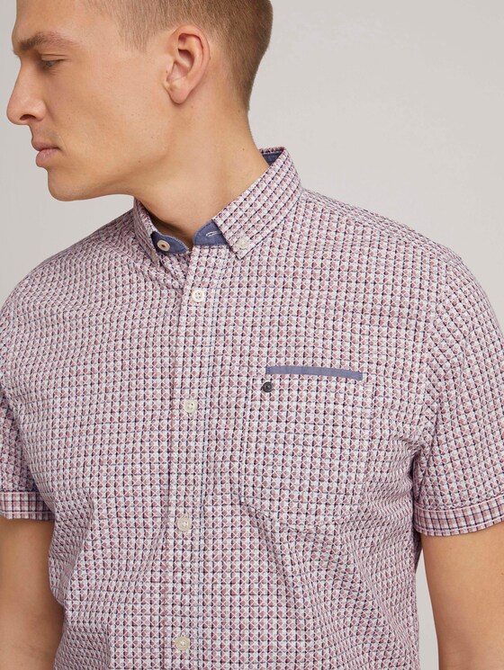 Geruit shirt met korte mouwen - Mannen - red off white check with print Geruit shirt met korte mouwen - Mannen - red off white check with print - 9 - TOM TAILOR