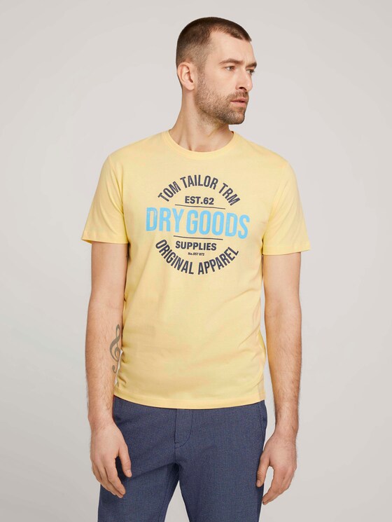T-Shirt mit Print - Männer - pale straw yellow T-Shirt mit Print - Männer - pale straw yellow - 1 - TOM TAILOR