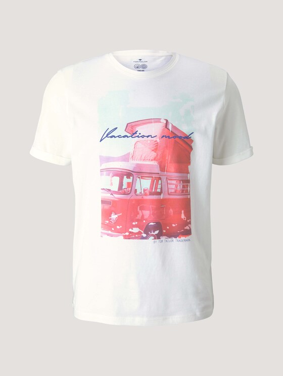 Print T-Shirt mit Bio-Baumwolle - Männer - Off White Print T-Shirt mit Bio-Baumwolle - Männer - Off White - 7 - TOM TAILOR