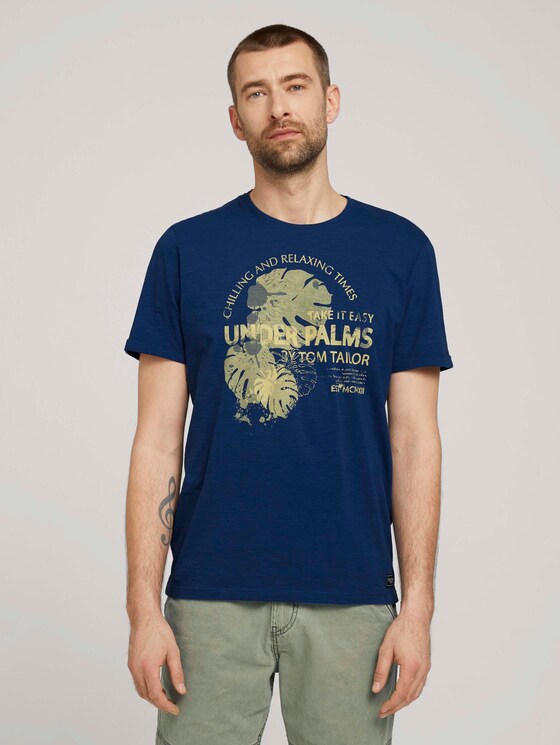 Print T-Shirt mit Bio-Baumwolle - Männer - after dark blue Print T-Shirt mit Bio-Baumwolle - Männer - after dark blue - 1 - TOM TAILOR