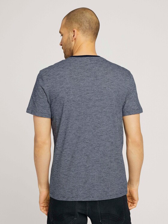 Gemustertes T-Shirt mit Print - Männer - navy base yarn dye stripe Gemustertes T-Shirt mit Print - Männer - navy base yarn dye stripe - 2 - TOM TAILOR