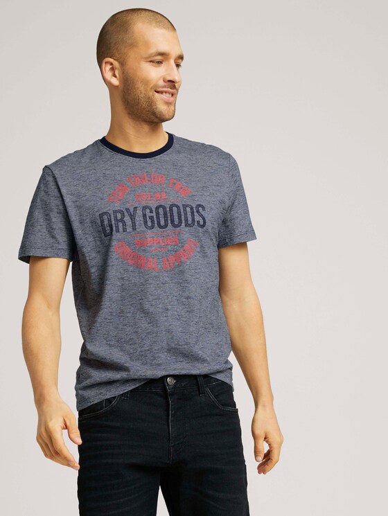 Gemustertes T-Shirt mit Print - Männer - navy base yarn dye stripe Gemustertes T-Shirt mit Print - Männer - navy base yarn dye stripe - 5 - TOM TAILOR