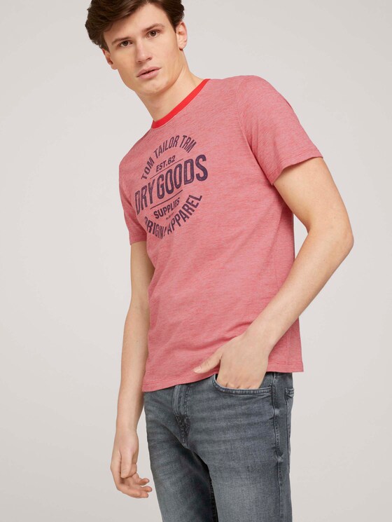 Gestreiftes T-Shirt mit Print - Männer - powerful red yarn dye stripe Gestreiftes T-Shirt mit Print - Männer - powerful red yarn dye stripe - 5 - TOM TAILOR