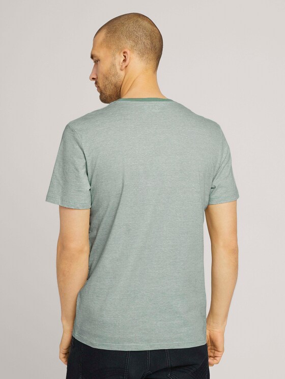 Gemustertes T-Shirt mit Print - Männer - pistachio white stripe Gemustertes T-Shirt mit Print - Männer - pistachio white stripe - 2 - TOM TAILOR