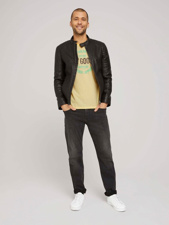 Gestreiftes T-Shirt mit Print - Männer - yellow fine stripe Gestreiftes T-Shirt mit Print - Männer - yellow fine stripe - 3 - TOM TAILOR