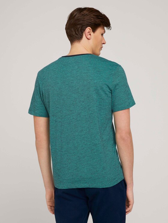 Gestreiftes T-Shirt mit Print - Männer - dark blue aqua fine stripe Gestreiftes T-Shirt mit Print - Männer - dark blue aqua fine stripe - 2 - TOM TAILOR