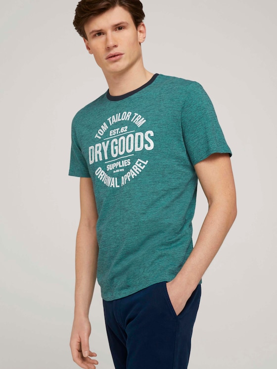 Gestreiftes T-Shirt mit Print - Männer - dark blue aqua fine stripe Gestreiftes T-Shirt mit Print - Männer - dark blue aqua fine stripe - 5 - TOM TAILOR